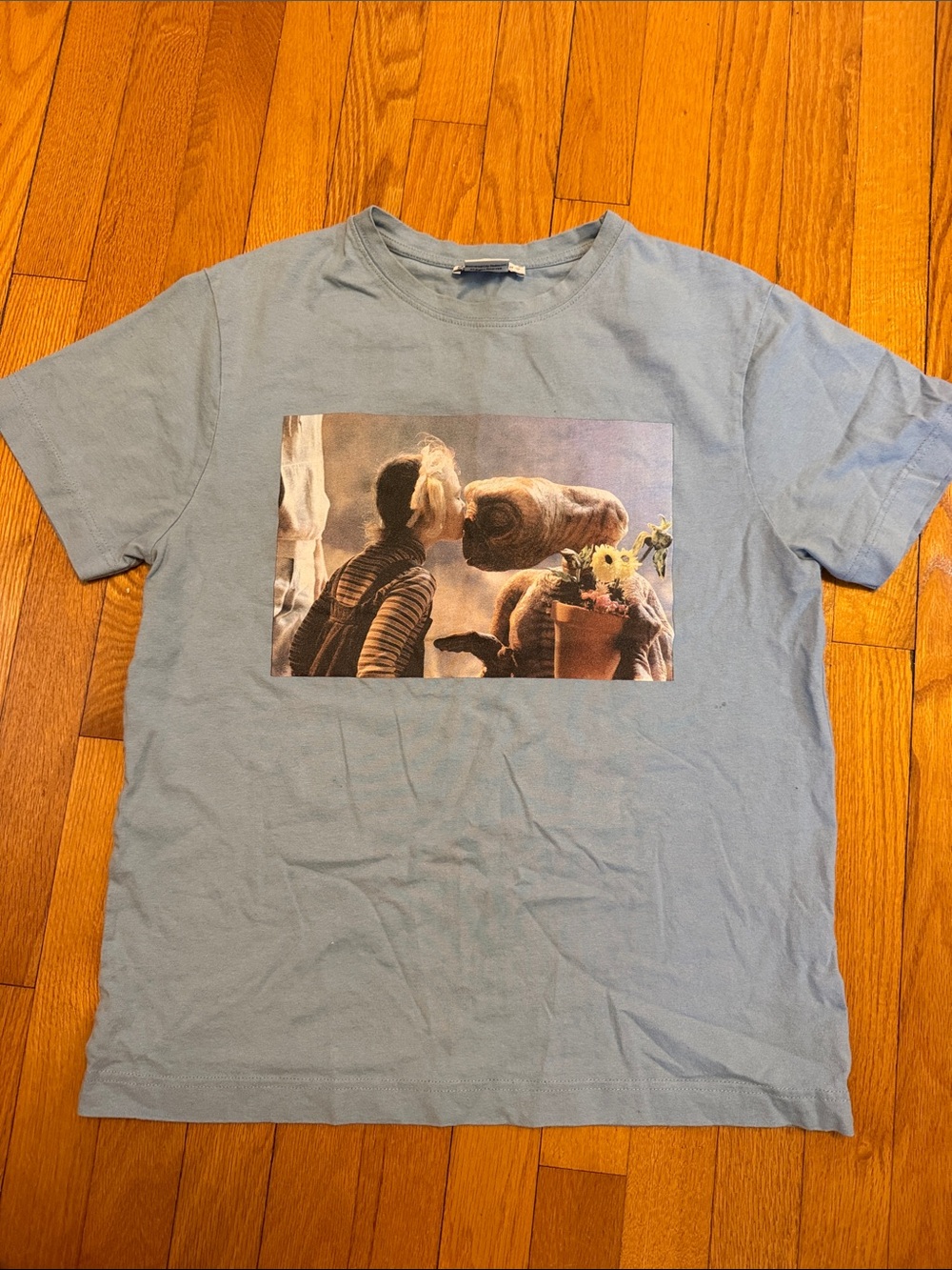 ZaraLight Blue Graphic E.T. Crew Neck T-Shirt